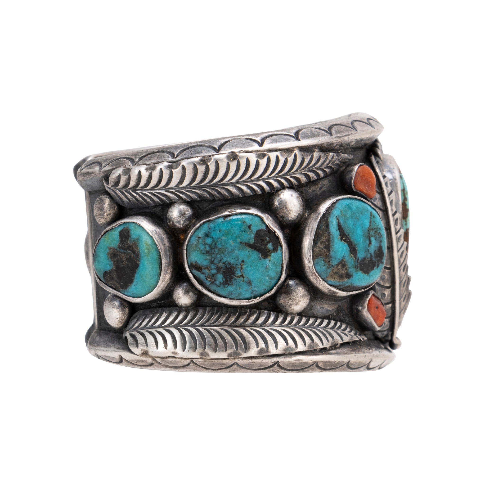 Navajo Turquoise and Coral Bracelet