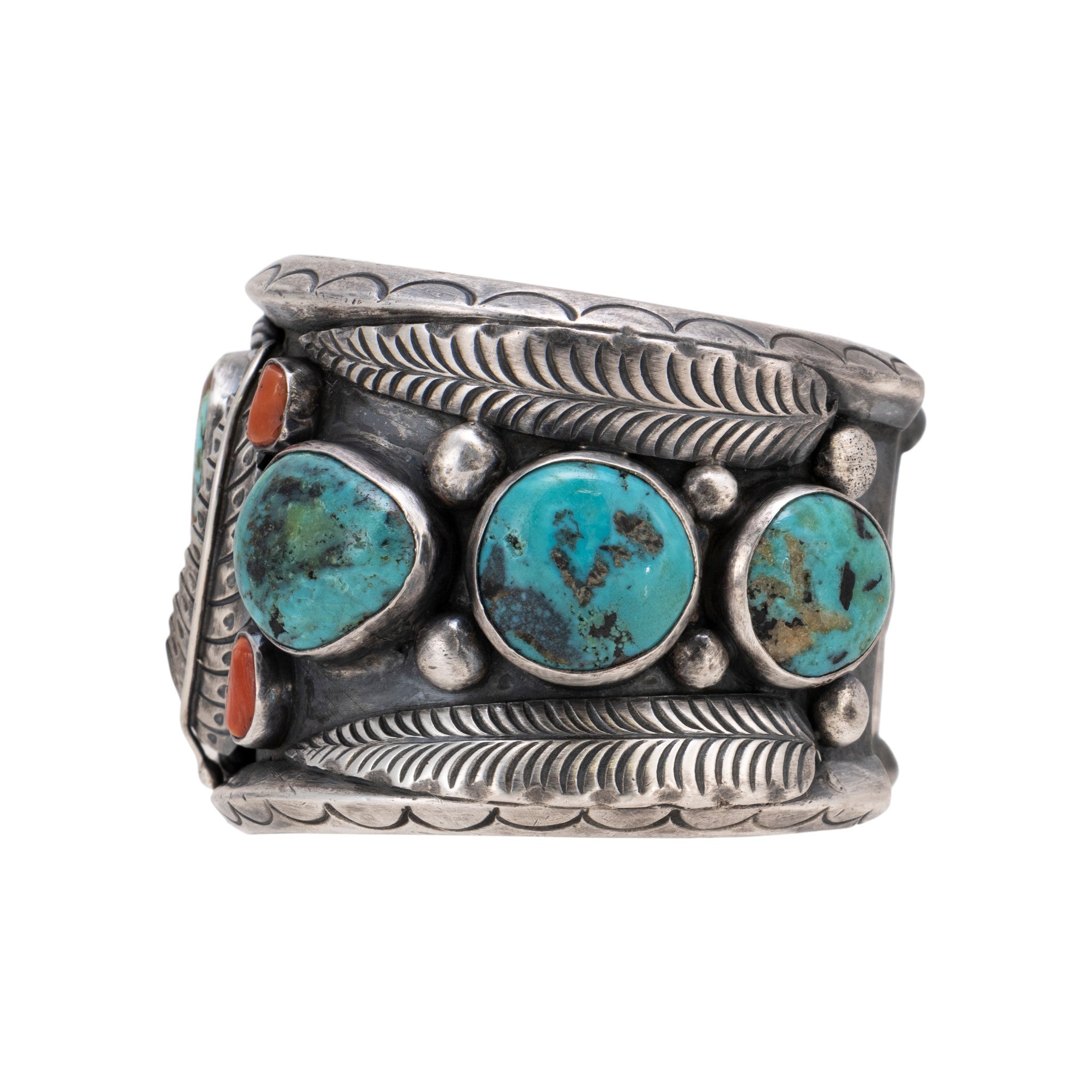 Navajo Turquoise and Coral Bracelet