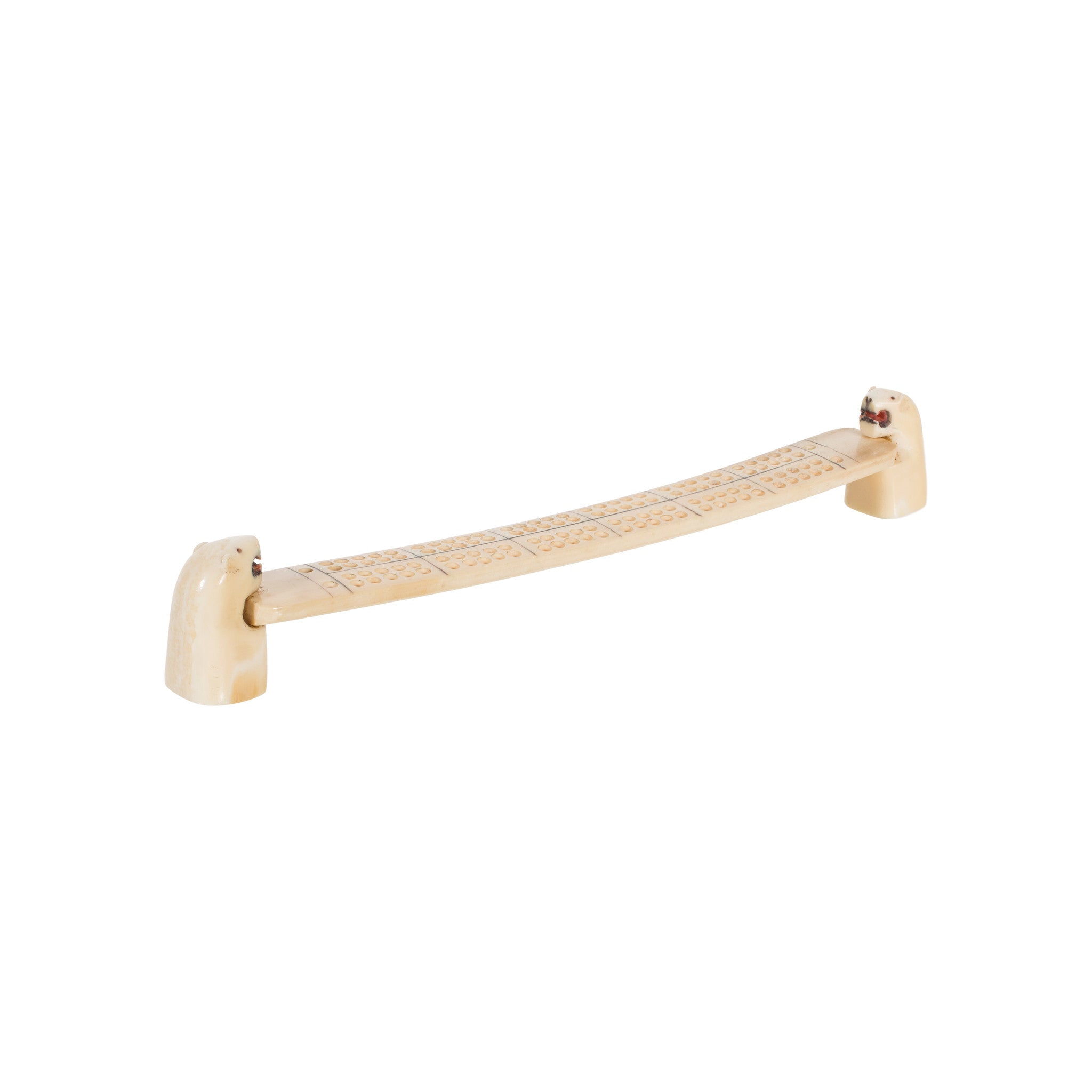 Miniature Inuit Walrus Ivory Cribbage Board
