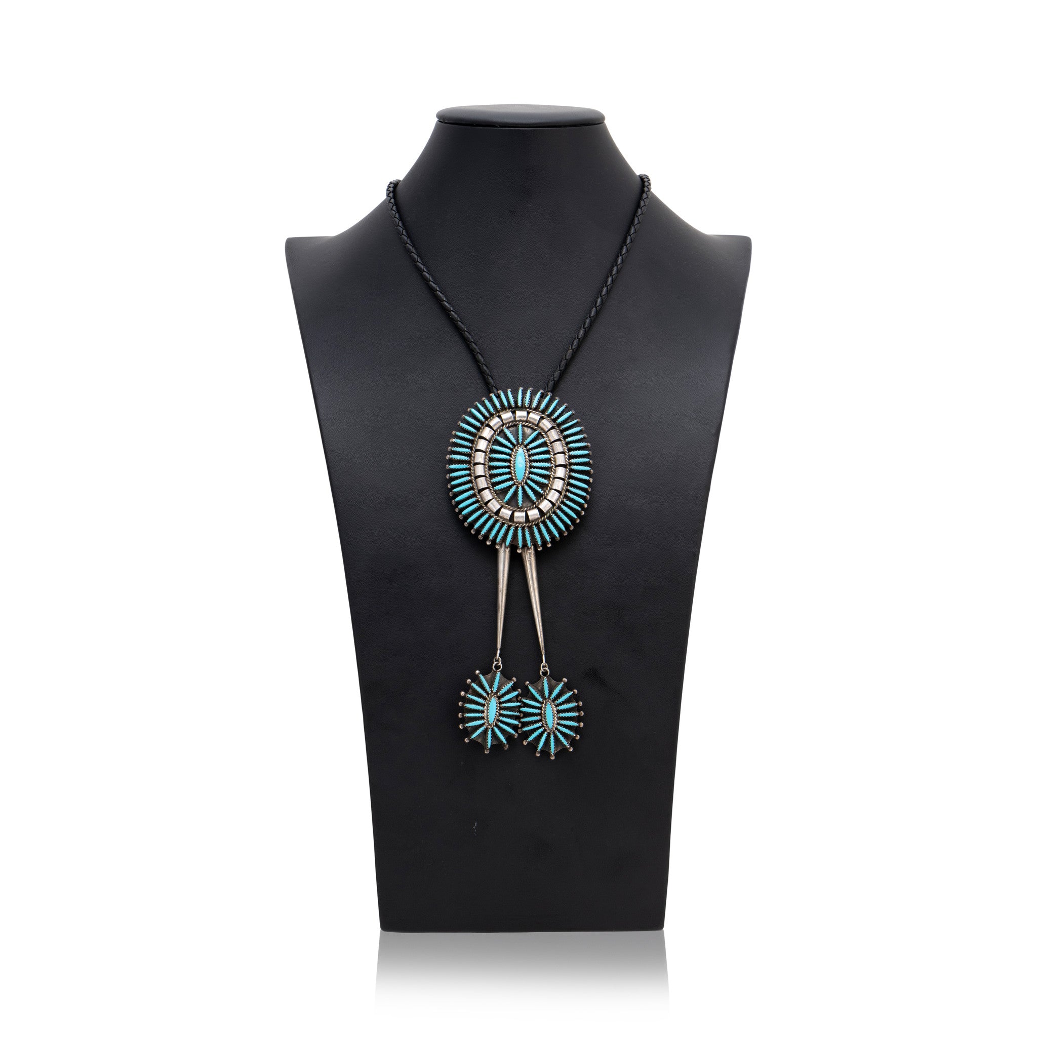 Navajo Turquoise Needlepoint Bolo