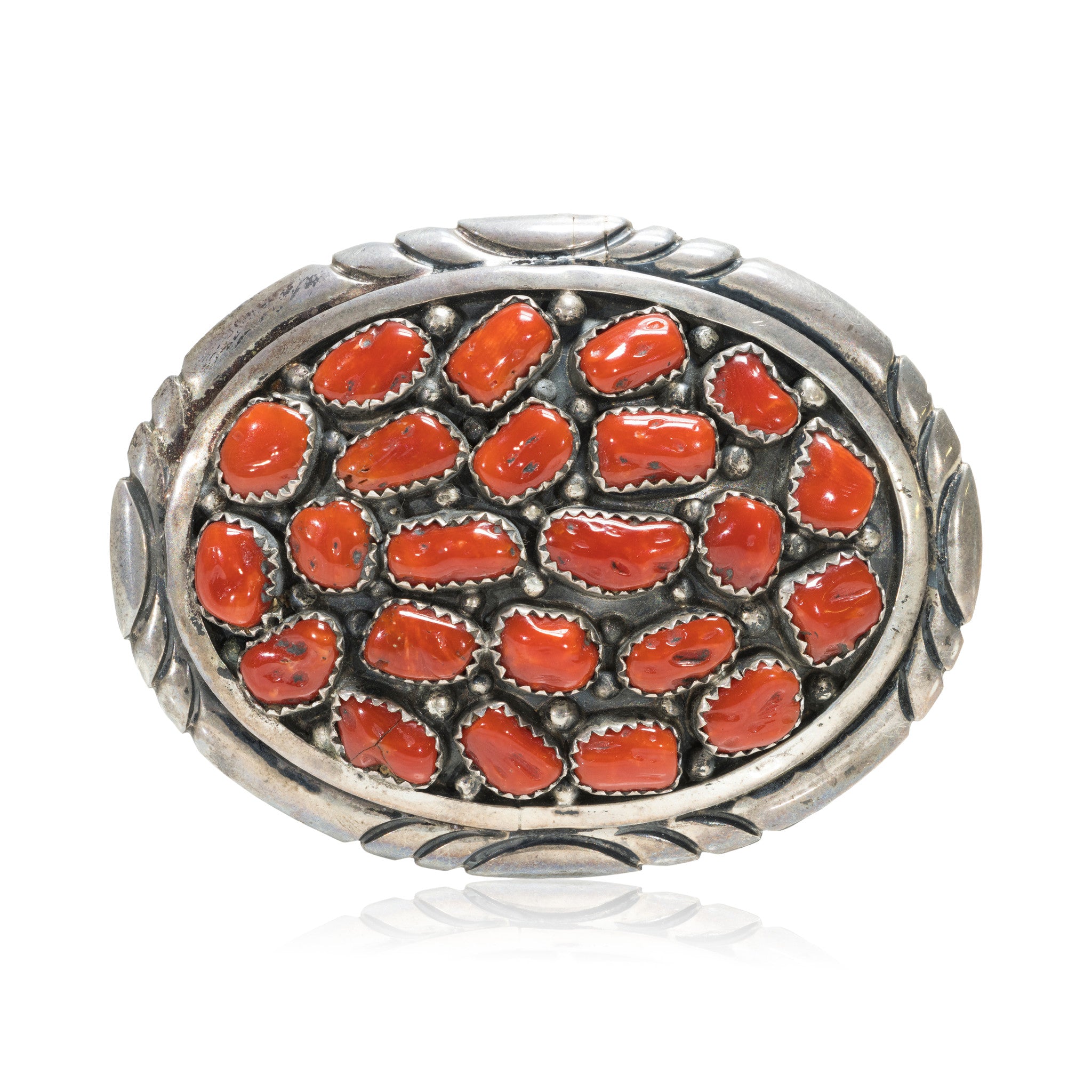 Coral and Sterling Buckle, Jewelry, Buckle, Native