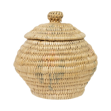 Alaskan Miniature Lidded Jar, Native, Basketry, Vertical