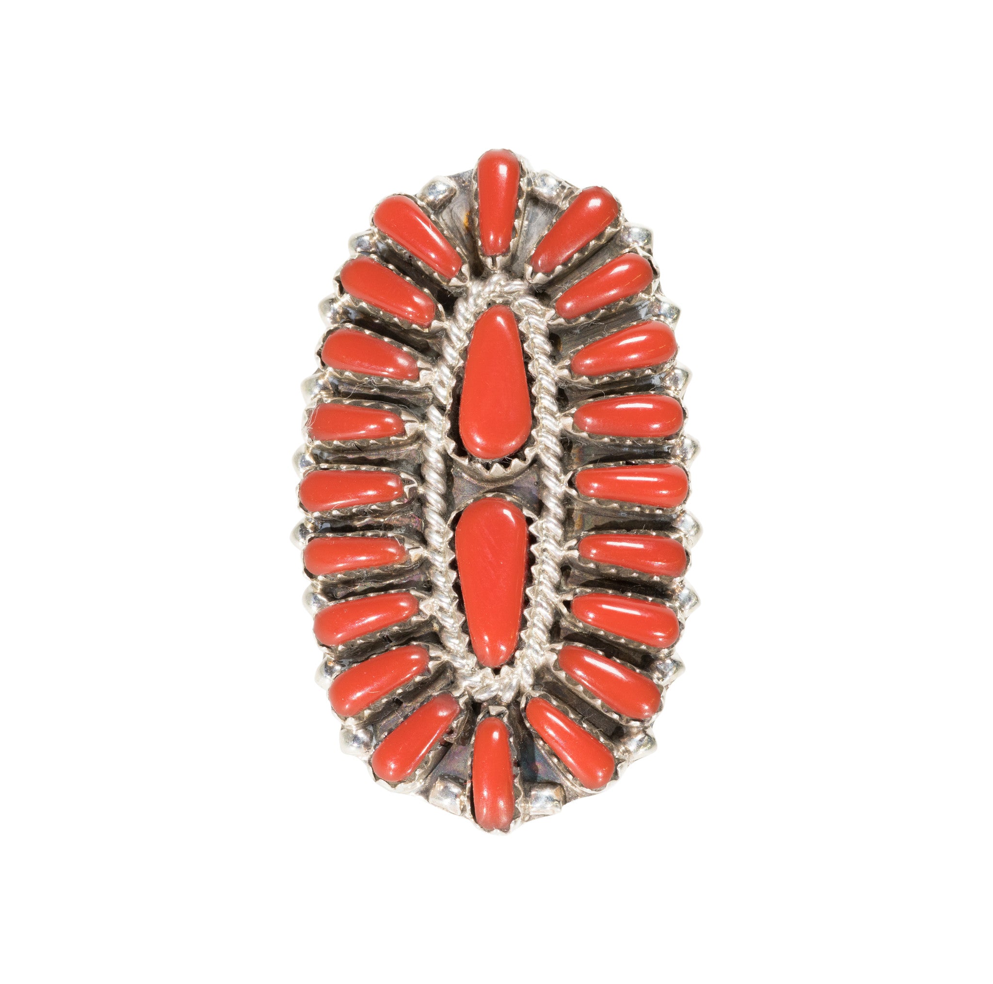 Zuni Coral Petit Point Ring