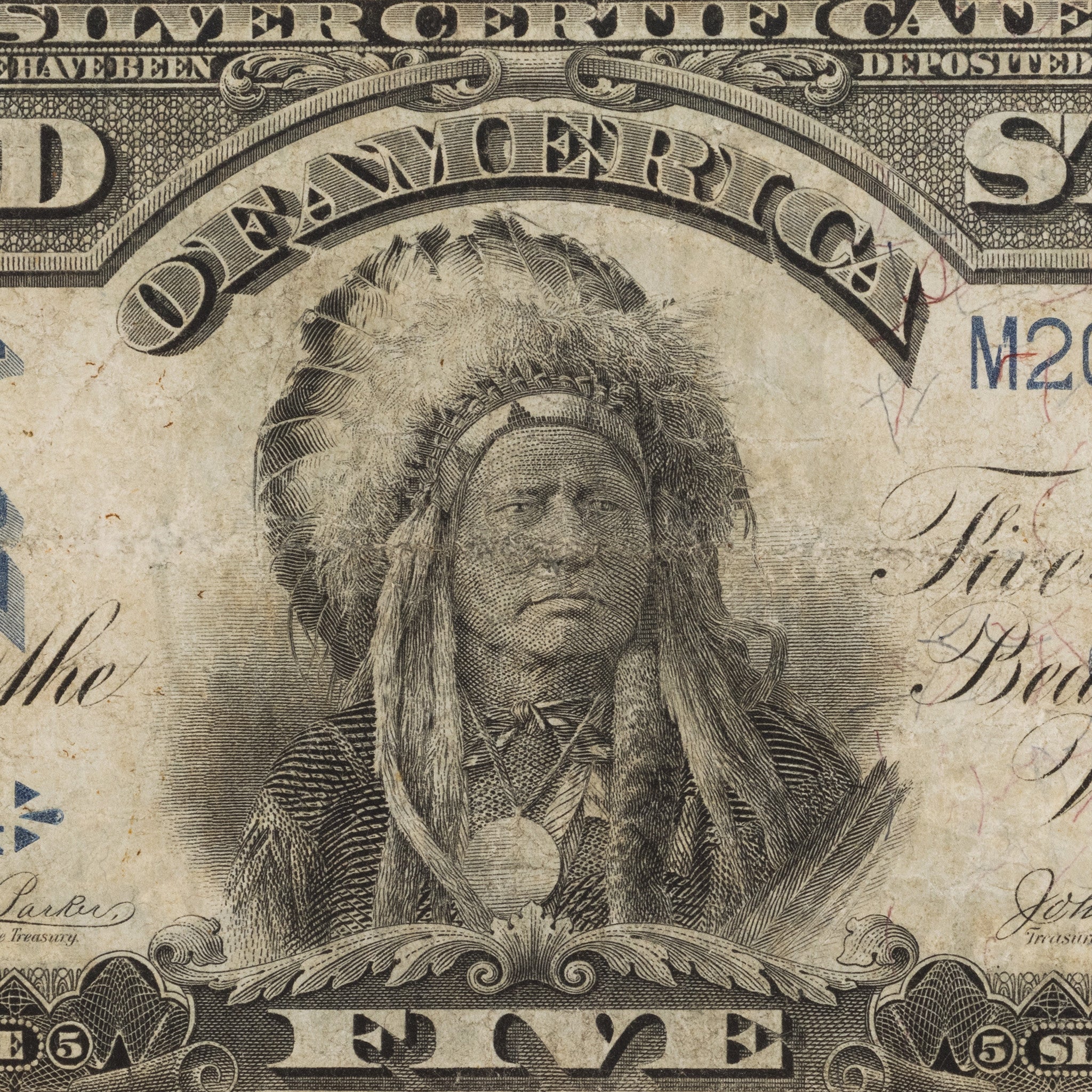 US 1899 Silver Certificate $5 Indian Chief