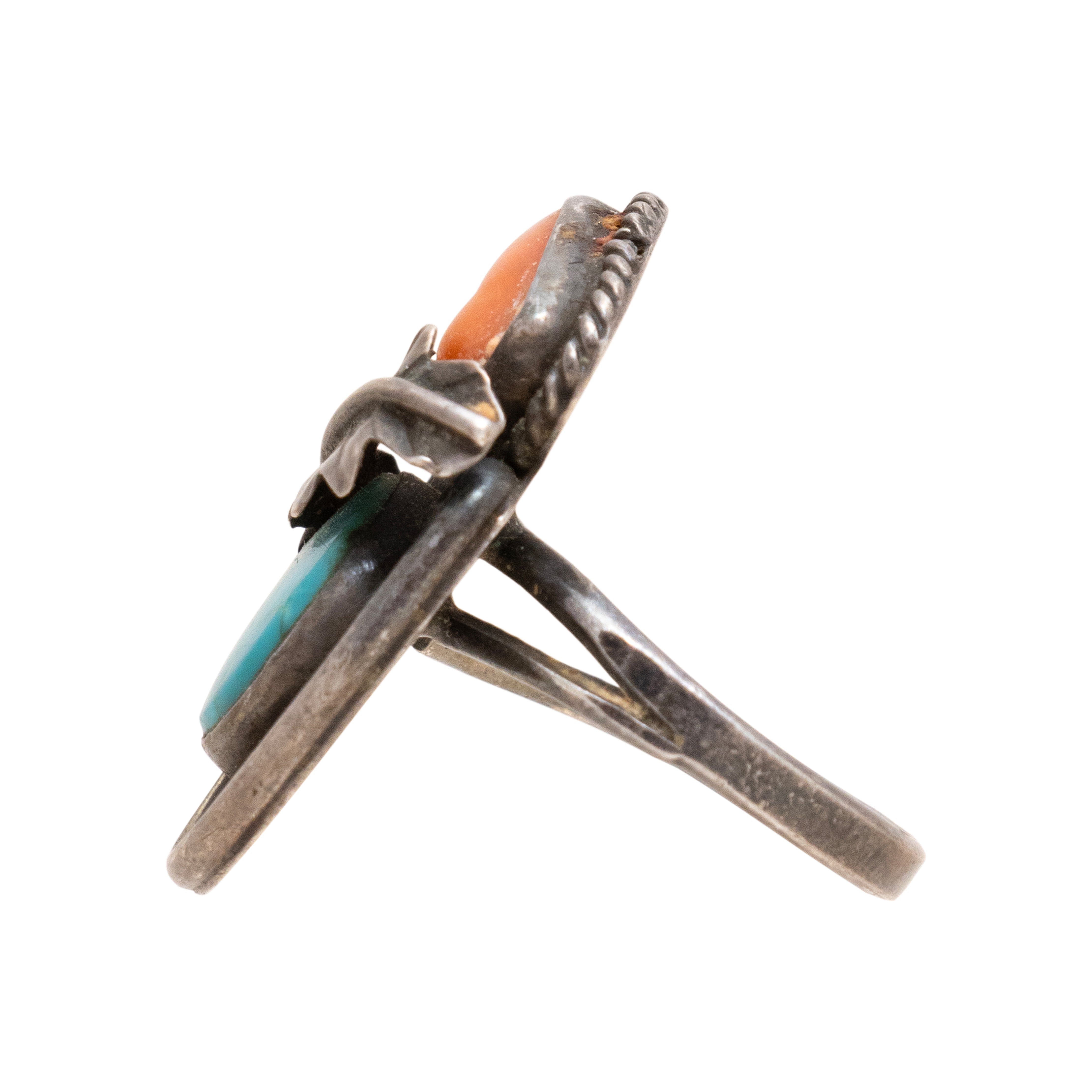 Turquoise and Coral Ring