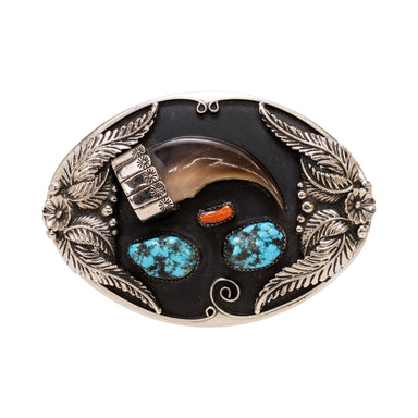 Navajo Turquoise and Bear Claw Buckle, Jewelry, Buckle, Native