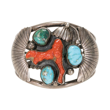 Turquoise and Coral Bracelet, Jewelry, Bracelet, Native