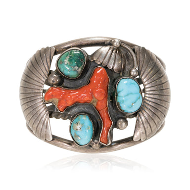 Turquoise and Coral Bracelet, Jewelry, Bracelet, Native