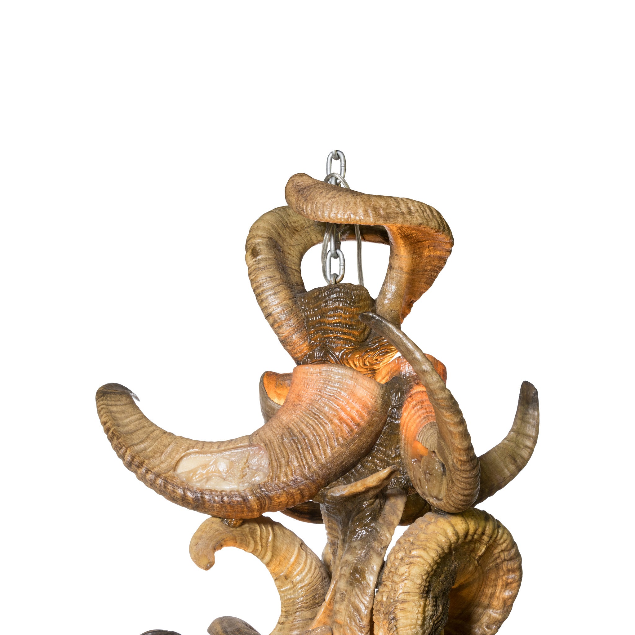 Big Horn Ram Carved Chandelier
