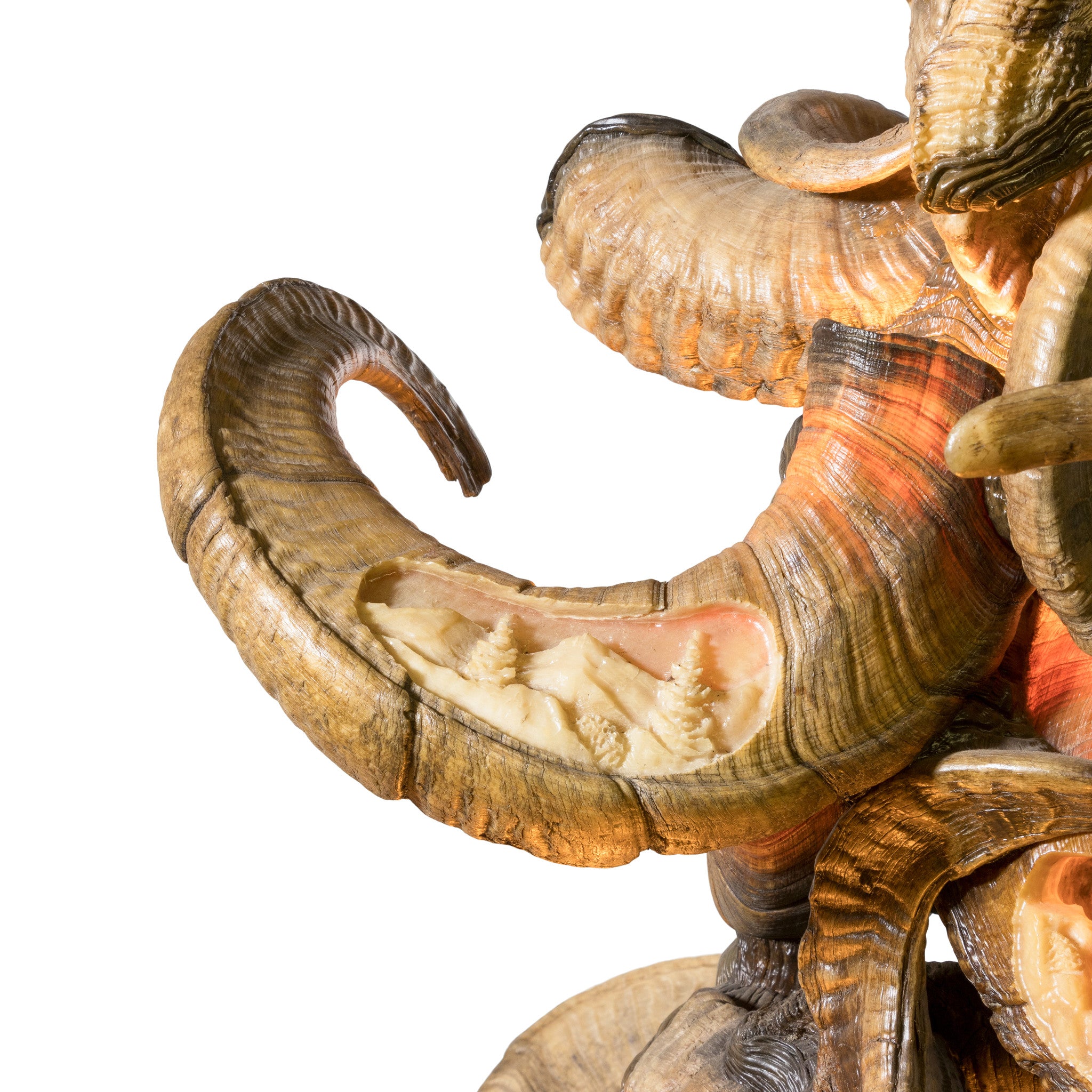 Big Horn Ram Carved Chandelier