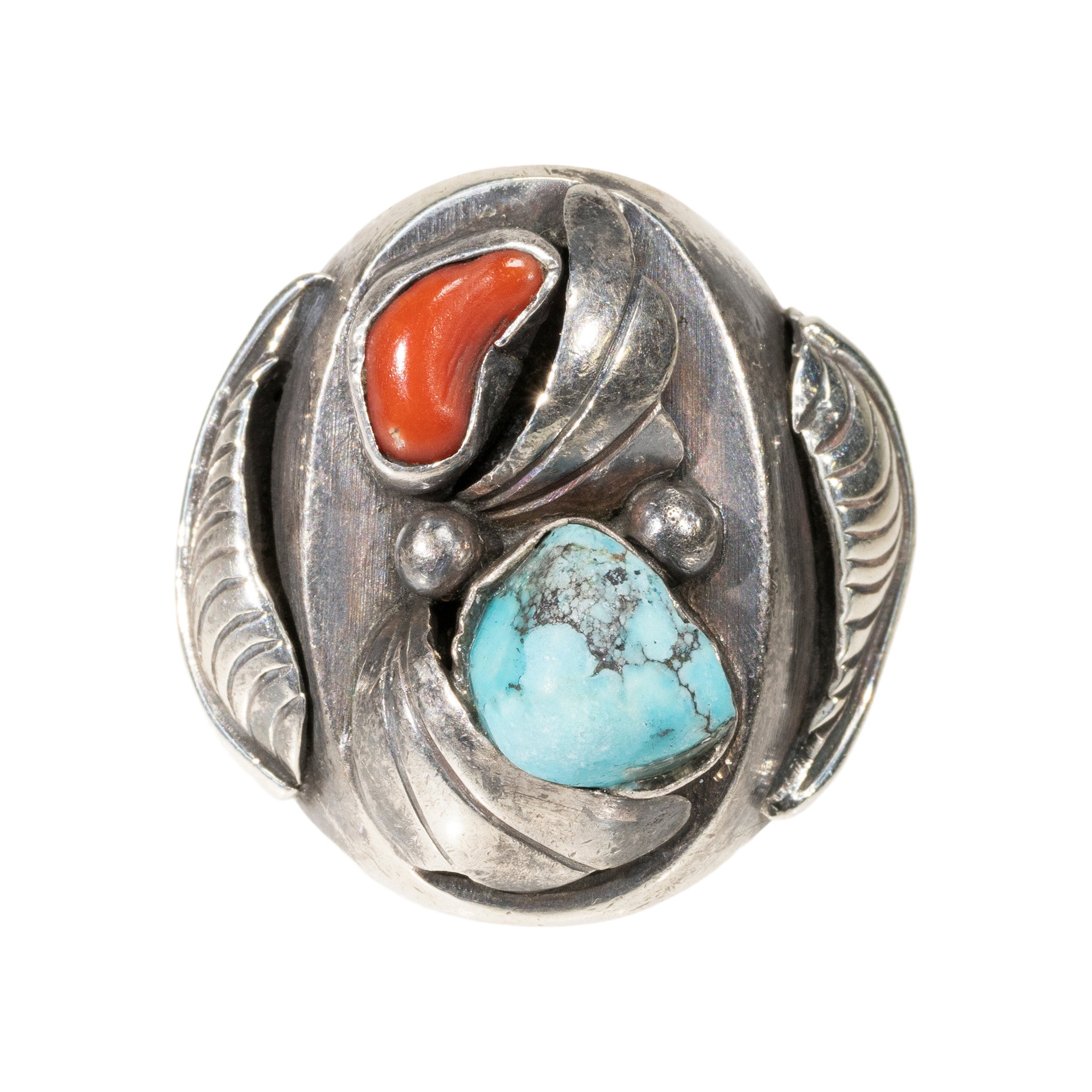 Turquoise and Coral Ring