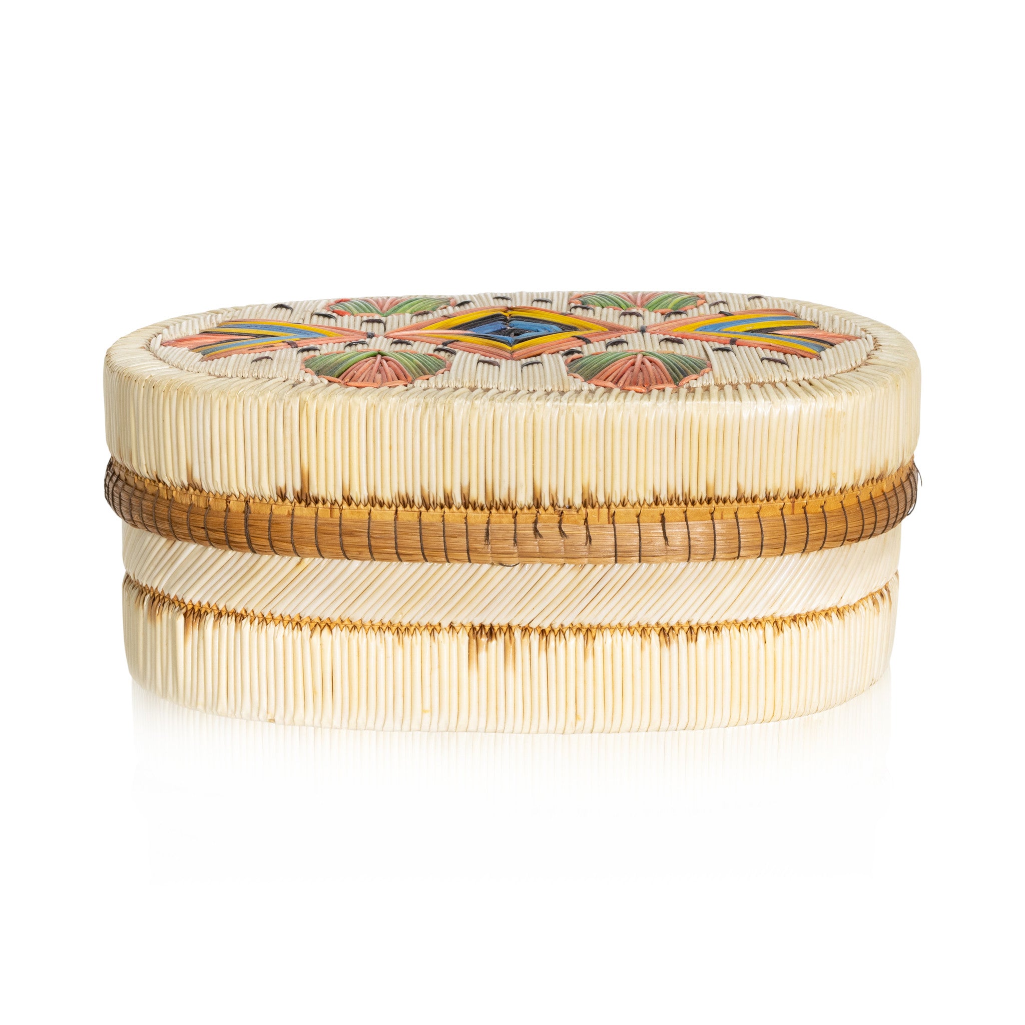 Northeastern Quilled Birchbark Box, Native, Basketry, Vertical
