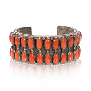 Navajo Sterling and Coral Bracelet, Jewelry, Bracelet, Native
