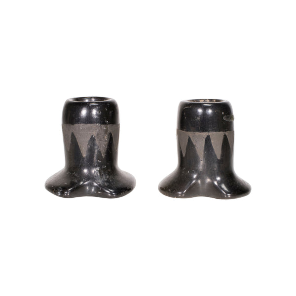 Santa Clara Candlesticks, Native, Pottery, Historic