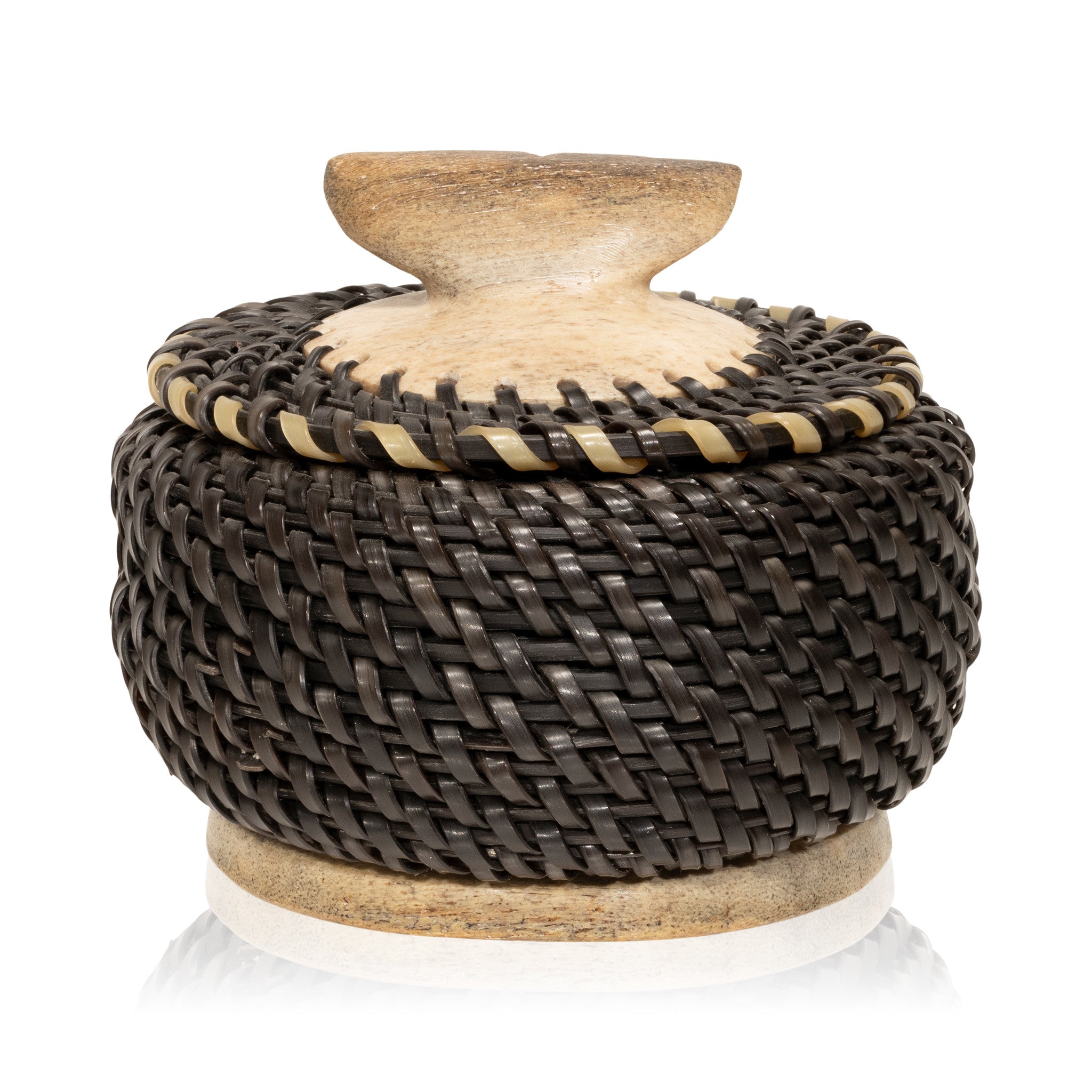 Baleen Basket by Johnny Kayoulik, Native, Basketry, Vertical