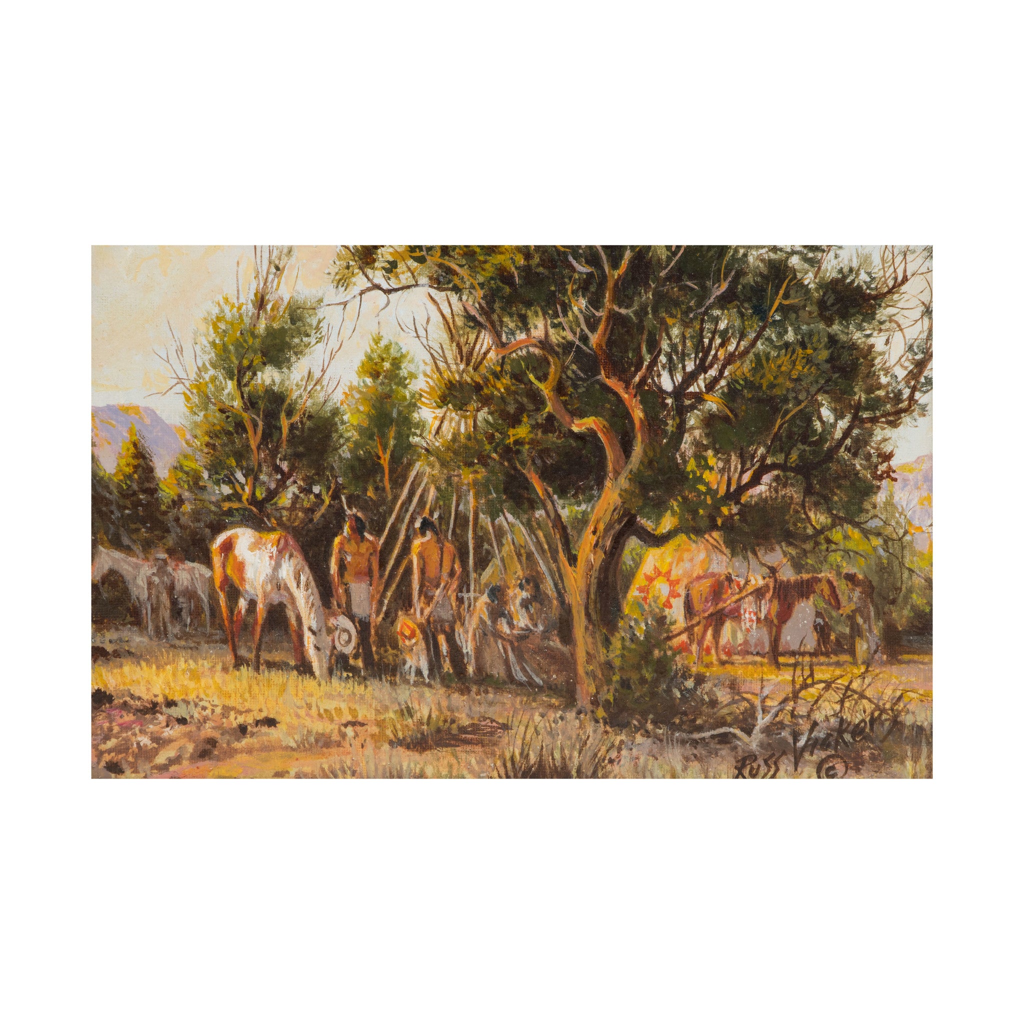 Moving Camp by Russ Vickers, Fine Art, Painting, Native American