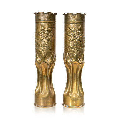 Matched Pair Trench Art Vases, Furnishings, Decor, Trench Art