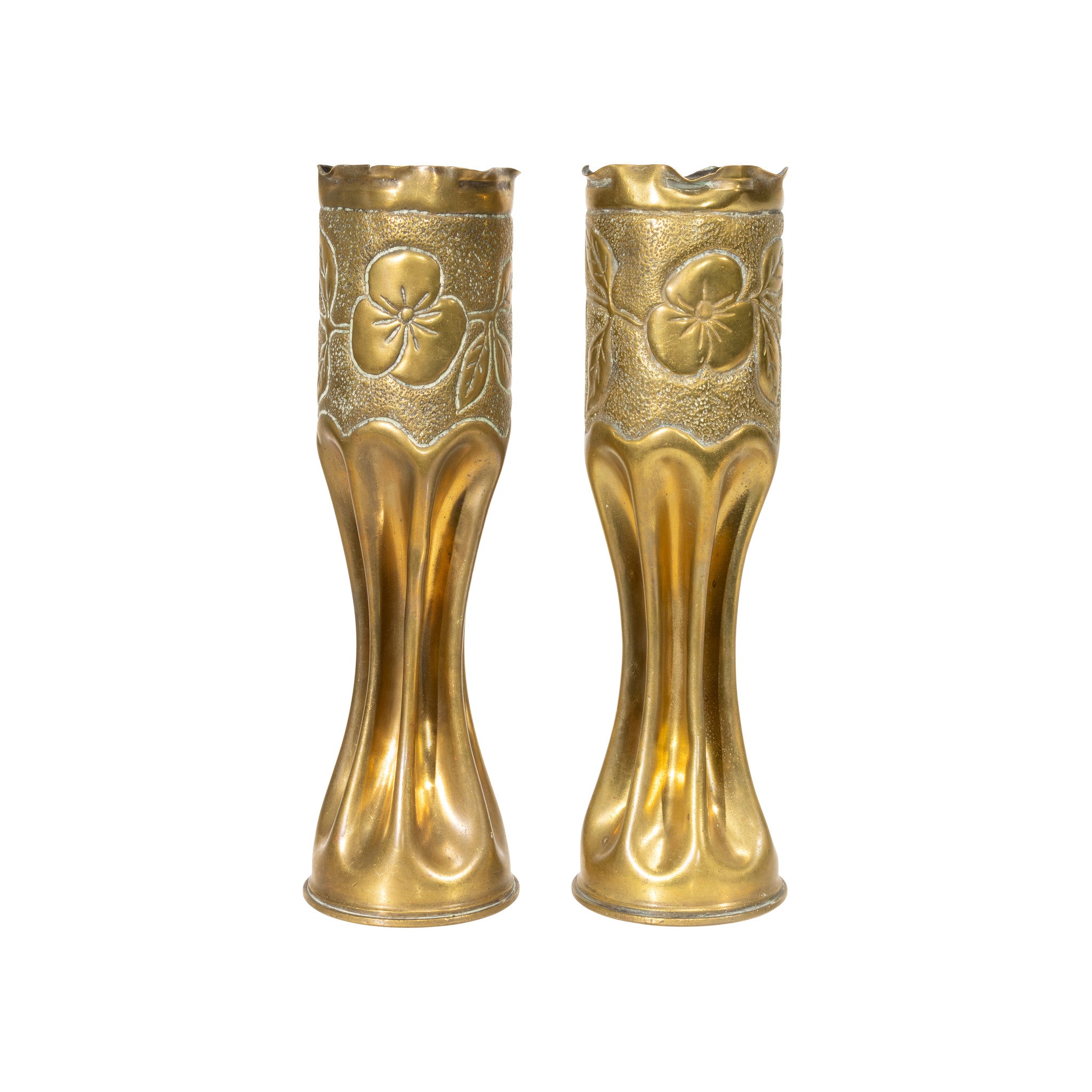 Matched Pair Trench Art Vases