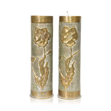 Matched Pair Trench Art Vases, Furnishings, Decor, Trench Art