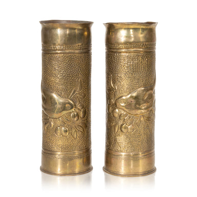 Matched Pair Trench Art Vases, Furnishings, Decor, Trench Art