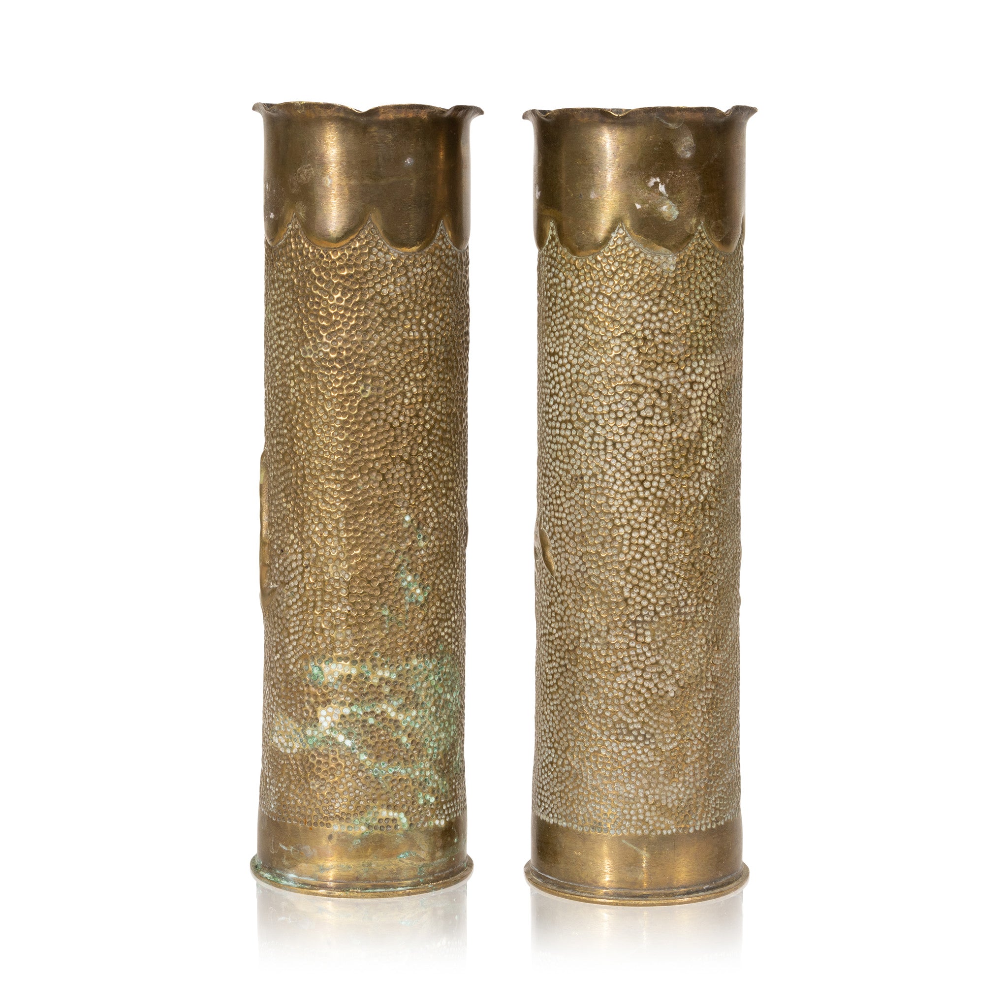 Matched Pair Trench Art Vases