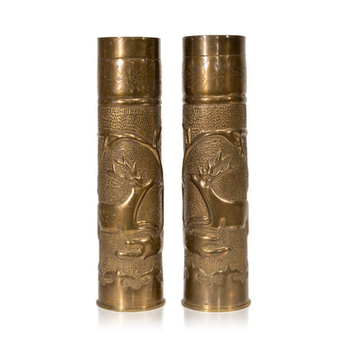 Matched Pair Trench Art Vases, Furnishings, Decor, Trench Art