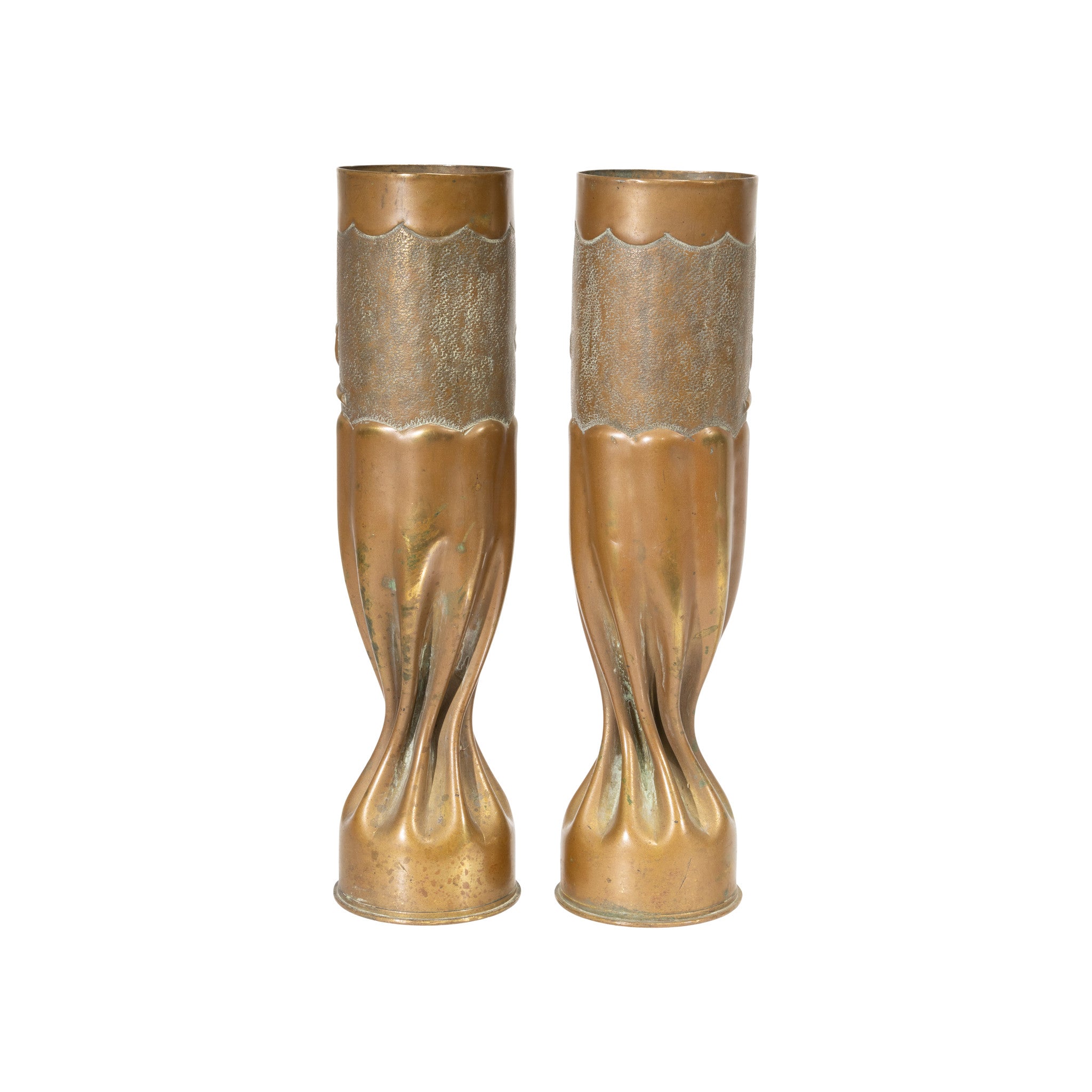 Matched Pair Trench Art Vases