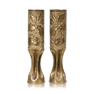 Matched Pair Trench Art Vases, Furnishings, Decor, Trench Art