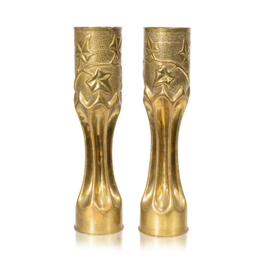 Matched Pair Trench Art Vases, Furnishings, Decor, Trench Art