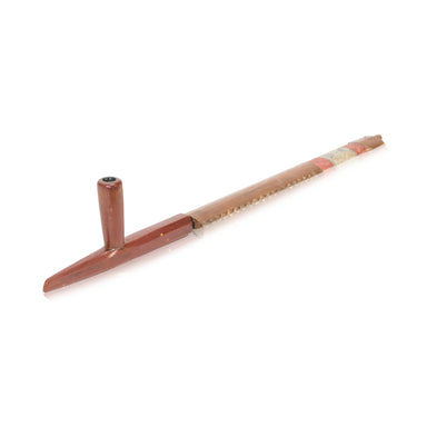 Sioux Quilled Pipe Stem with Catlinite Bowl, Native, Pipe, Catlinite