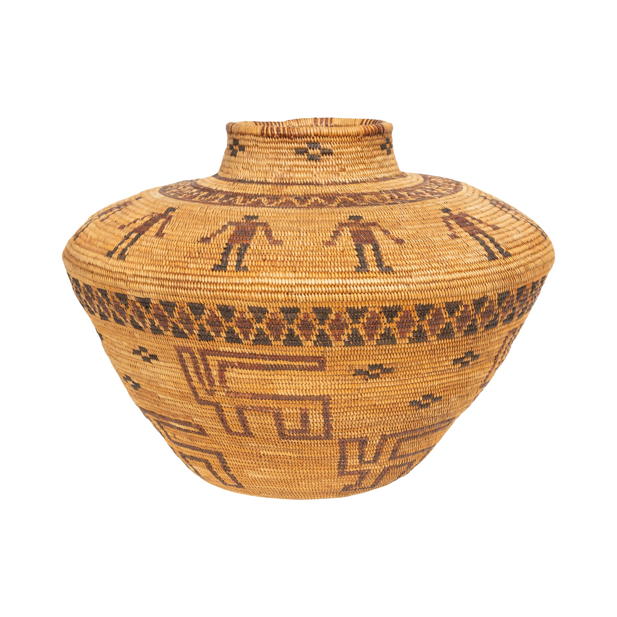 Yokuts Bottleneck Basket, Native, Basketry, Bottle Basket