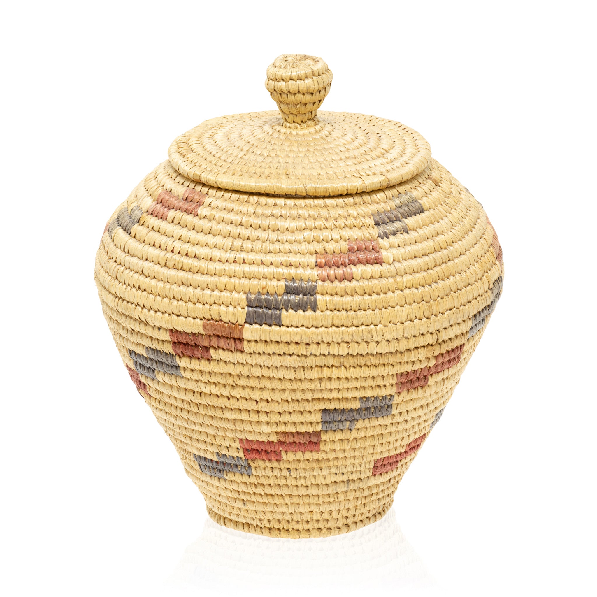 Inuit Lidded Basket, Native, Basketry, Vertical