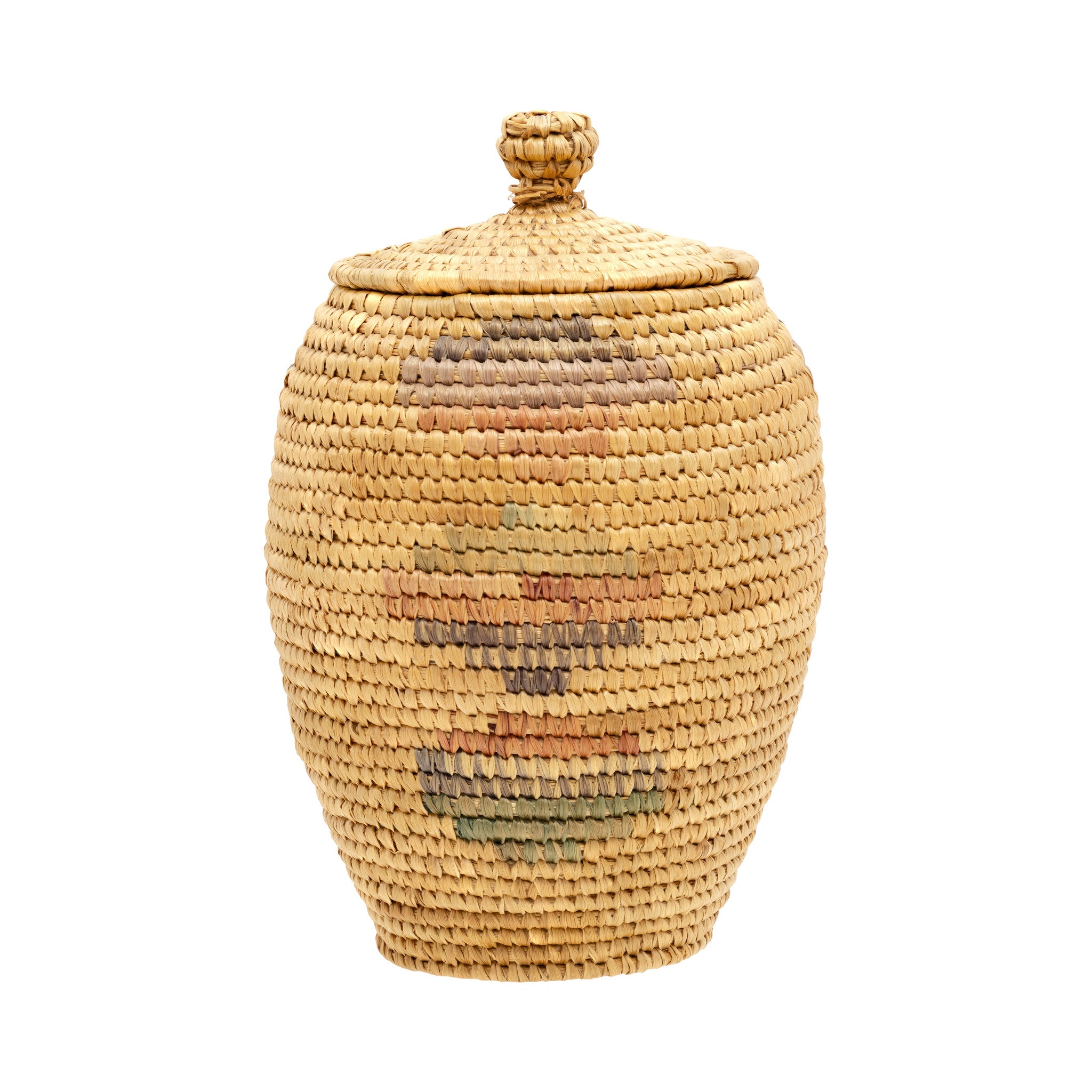 Eskimo Lidded Basket, Native, Basketry, Vertical