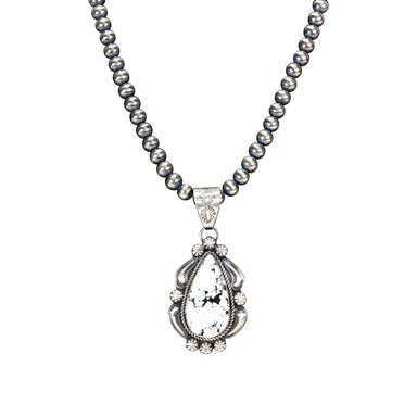 White Buffalo Turquoise Necklace, Jewelry, Necklace, Native