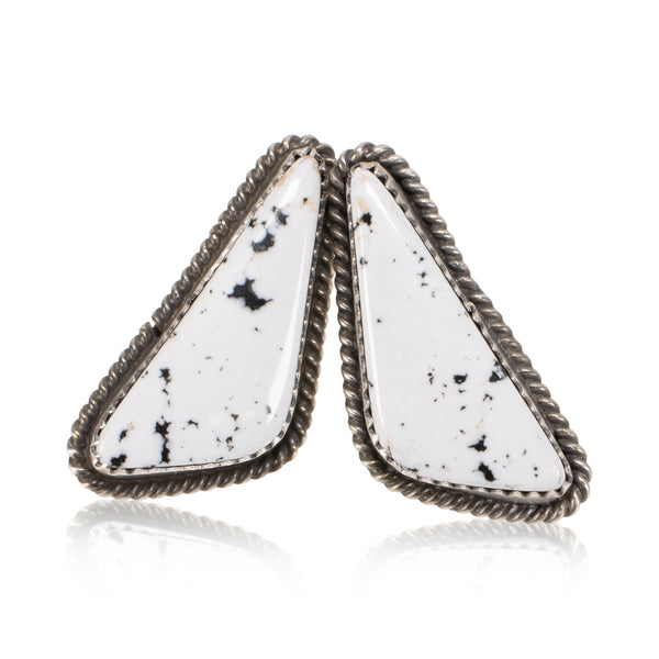 White Buffalo Turquoise Earrings, Jewelry, Earrings, Native