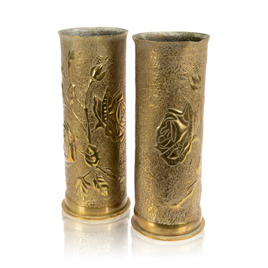 Pair Trench Art Shells, Furnishings, Decor, Trench Art