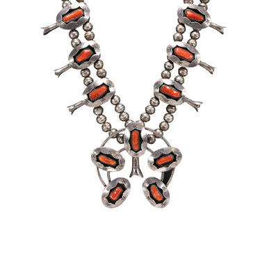 Native Coral Squash Blossom, Jewelry, Squash Blossom, Native