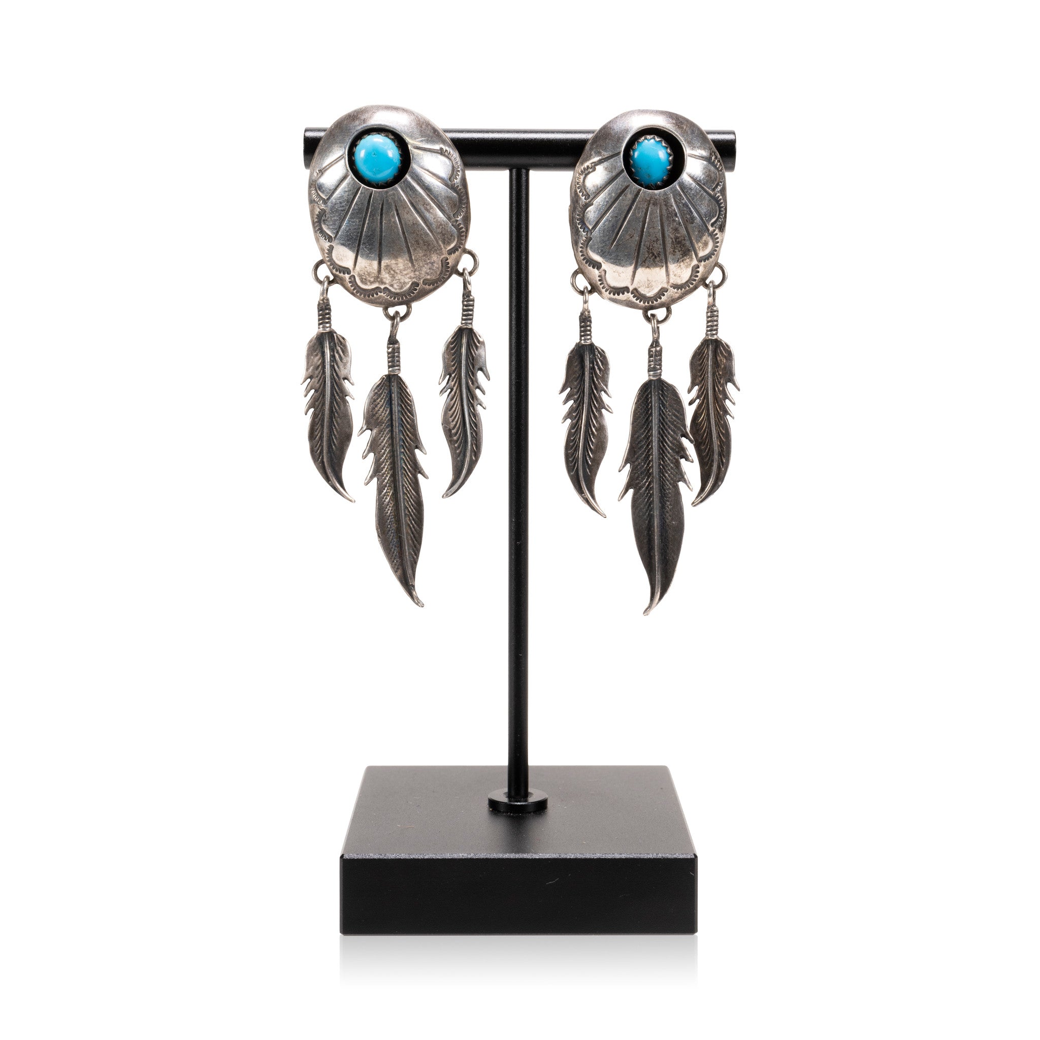 Turquoise Feather Earrings, Jewelry, Earrings, Native