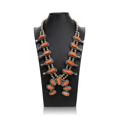 Navajo Coral Squash Blossom, Jewelry, Squash Blossom, Native