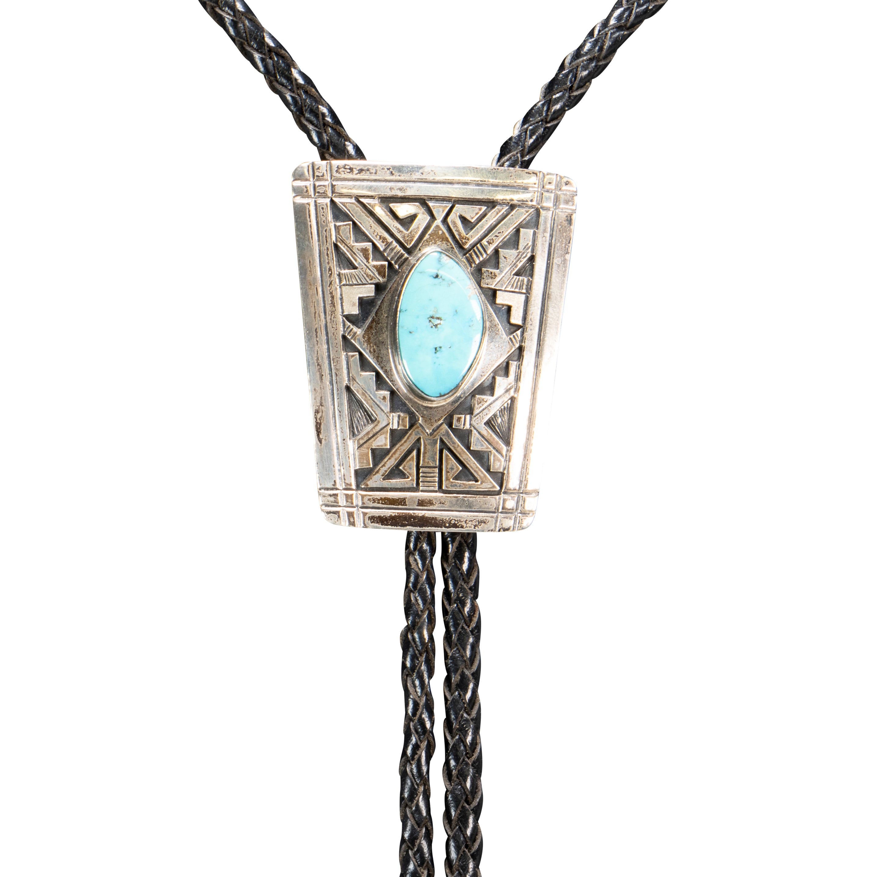 Signed nakia silver Turquoise bolo deals tie