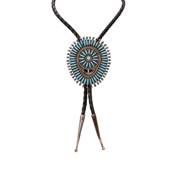 Navajo Needlepoint Turquoise Bolo, Jewelry, Bolo Necktie, Native