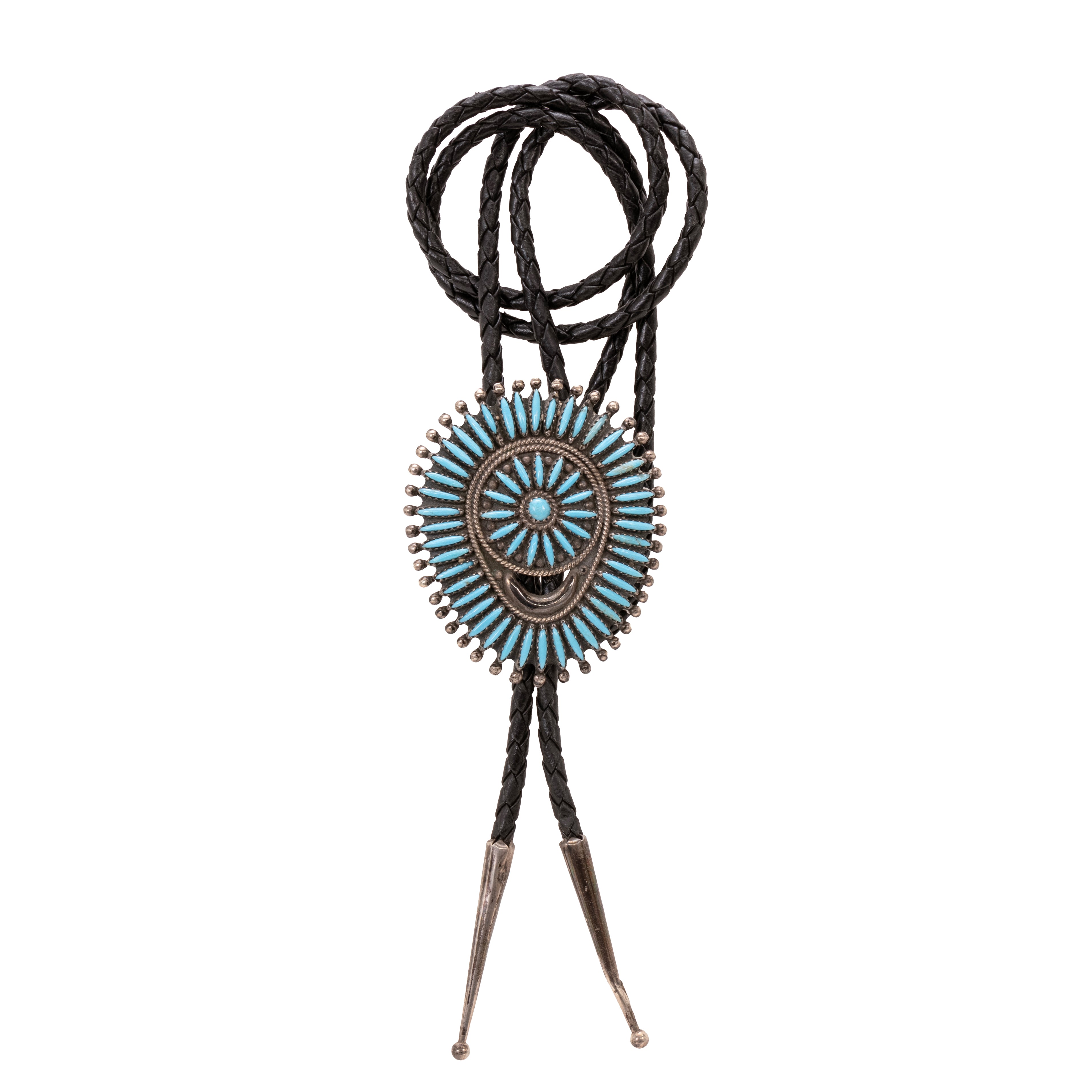 Navajo Needlepoint Turquoise Bolo