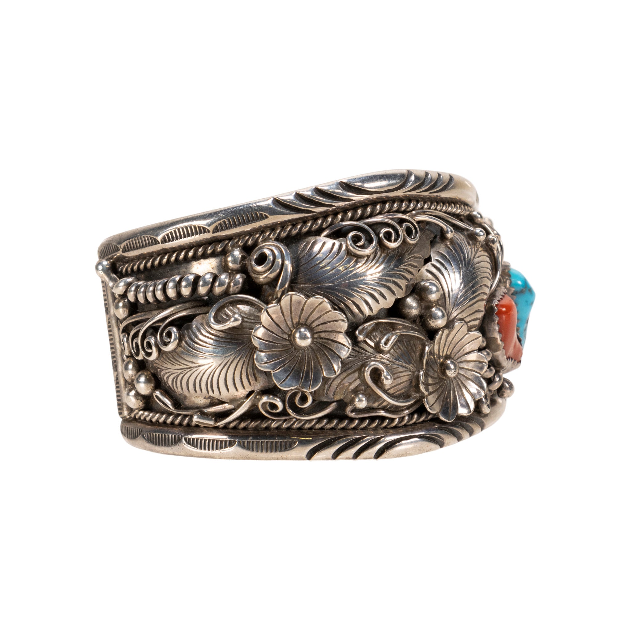 Navajo Turquoise and Coral Bracelet