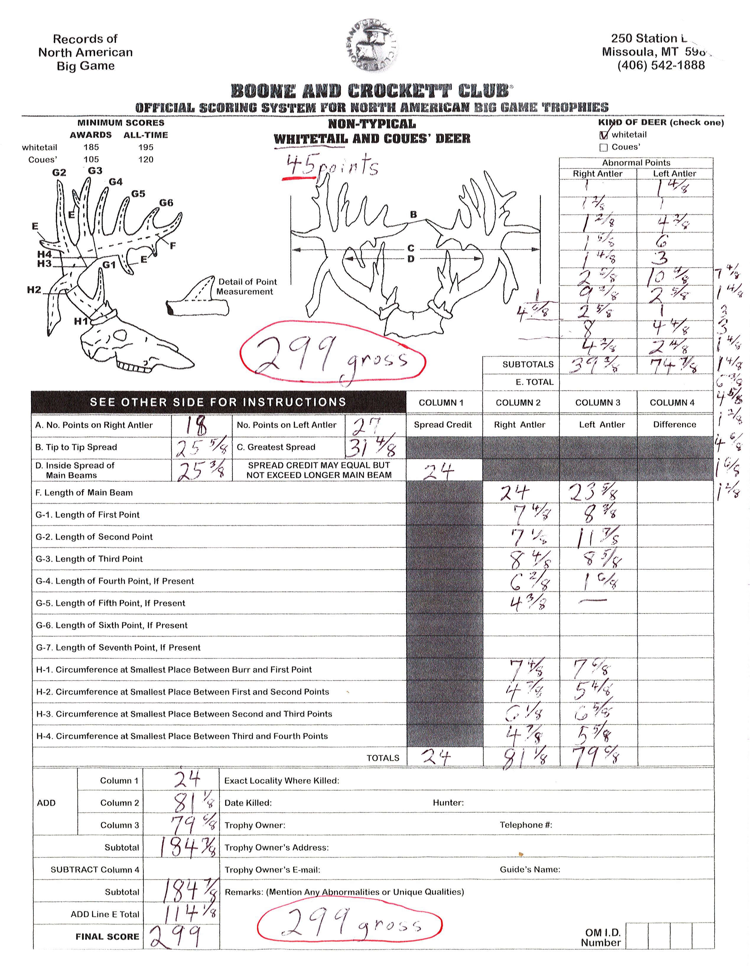 45 Point Hunting Preserve Non-Typical Whitetail Deer