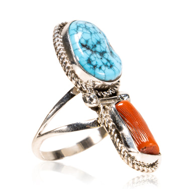 Navajo Coral and Turquoise Ring, Jewelry, Ring, Native