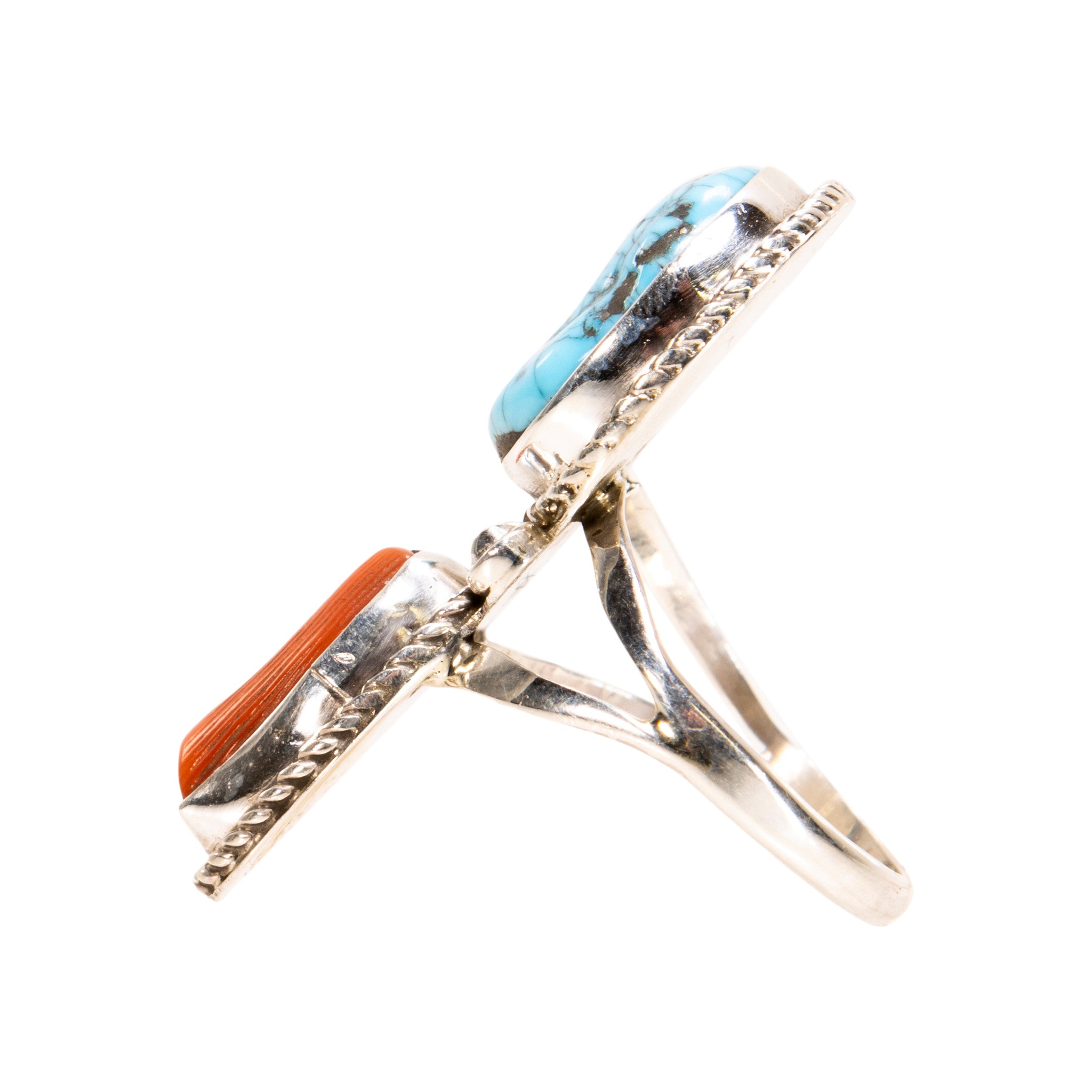 Navajo Coral and Turquoise Ring