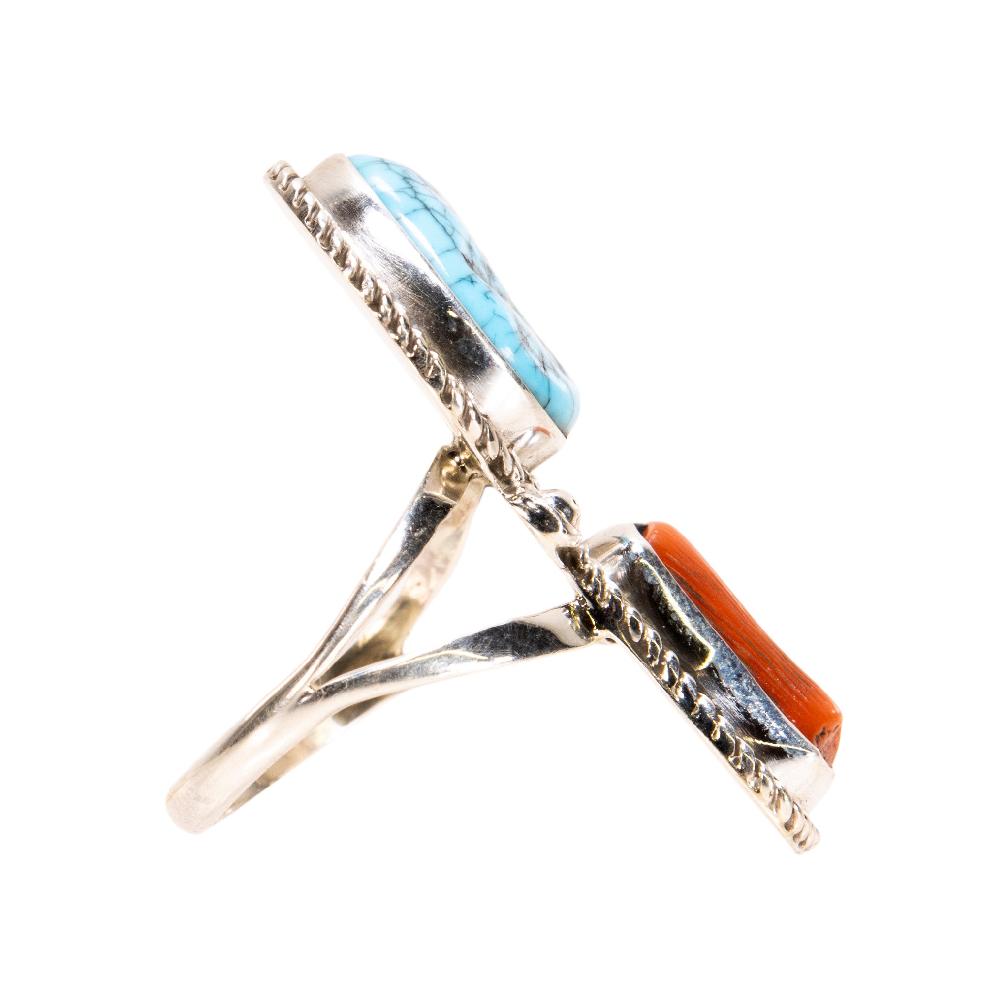 Navajo Coral and Turquoise Ring