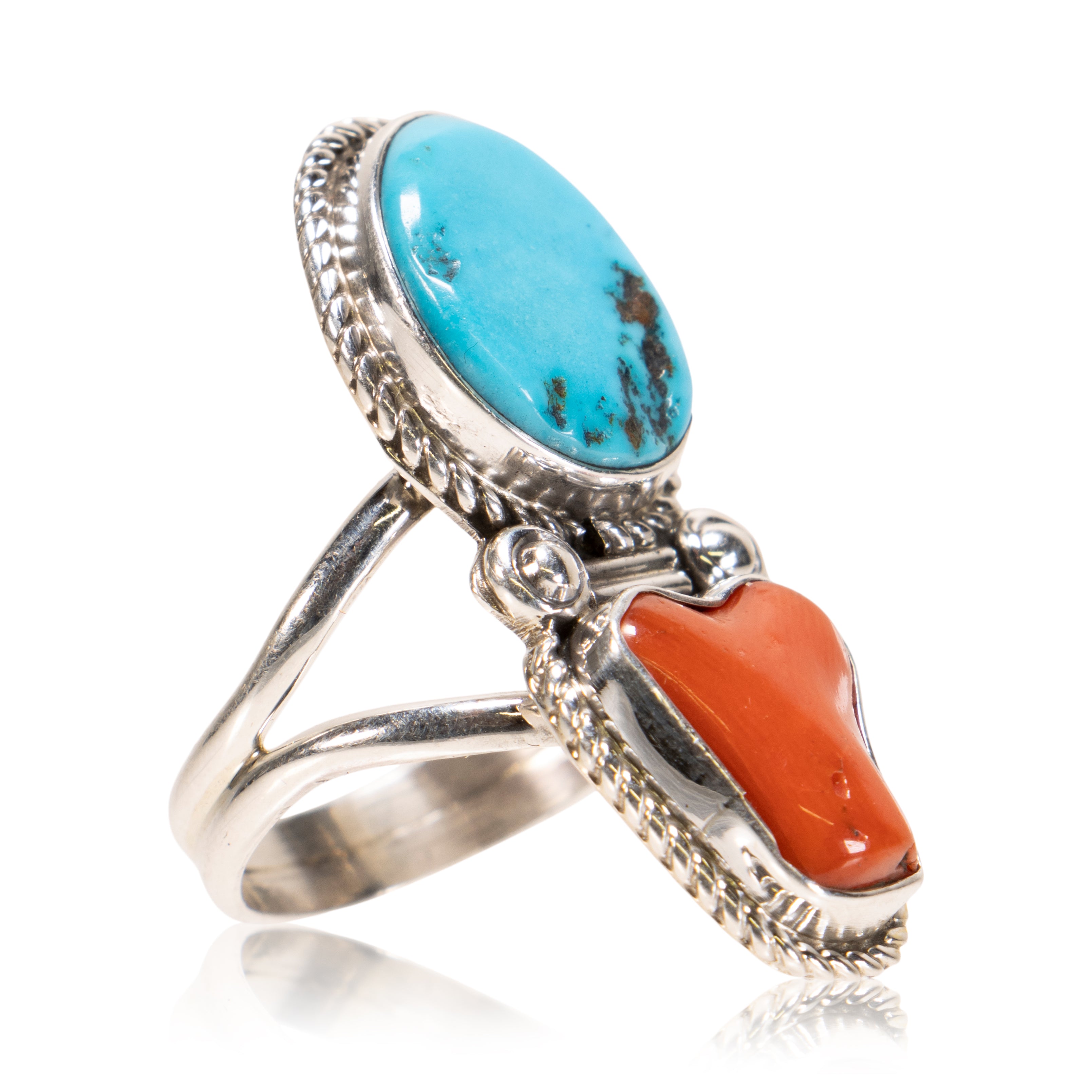 Navajo Coral and Turquoise Ring, Jewelry, Ring, Native