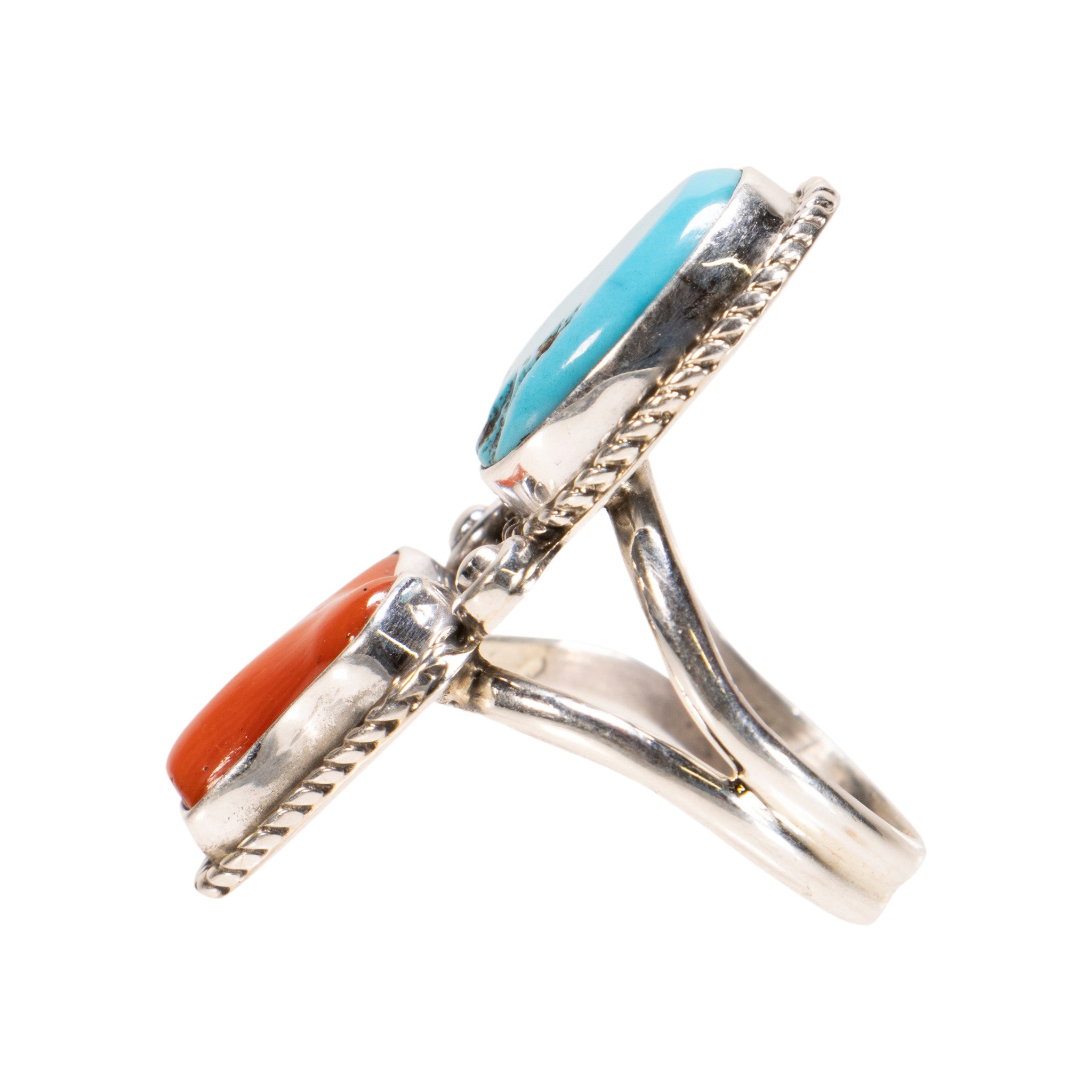 Navajo Coral and Turquoise Ring