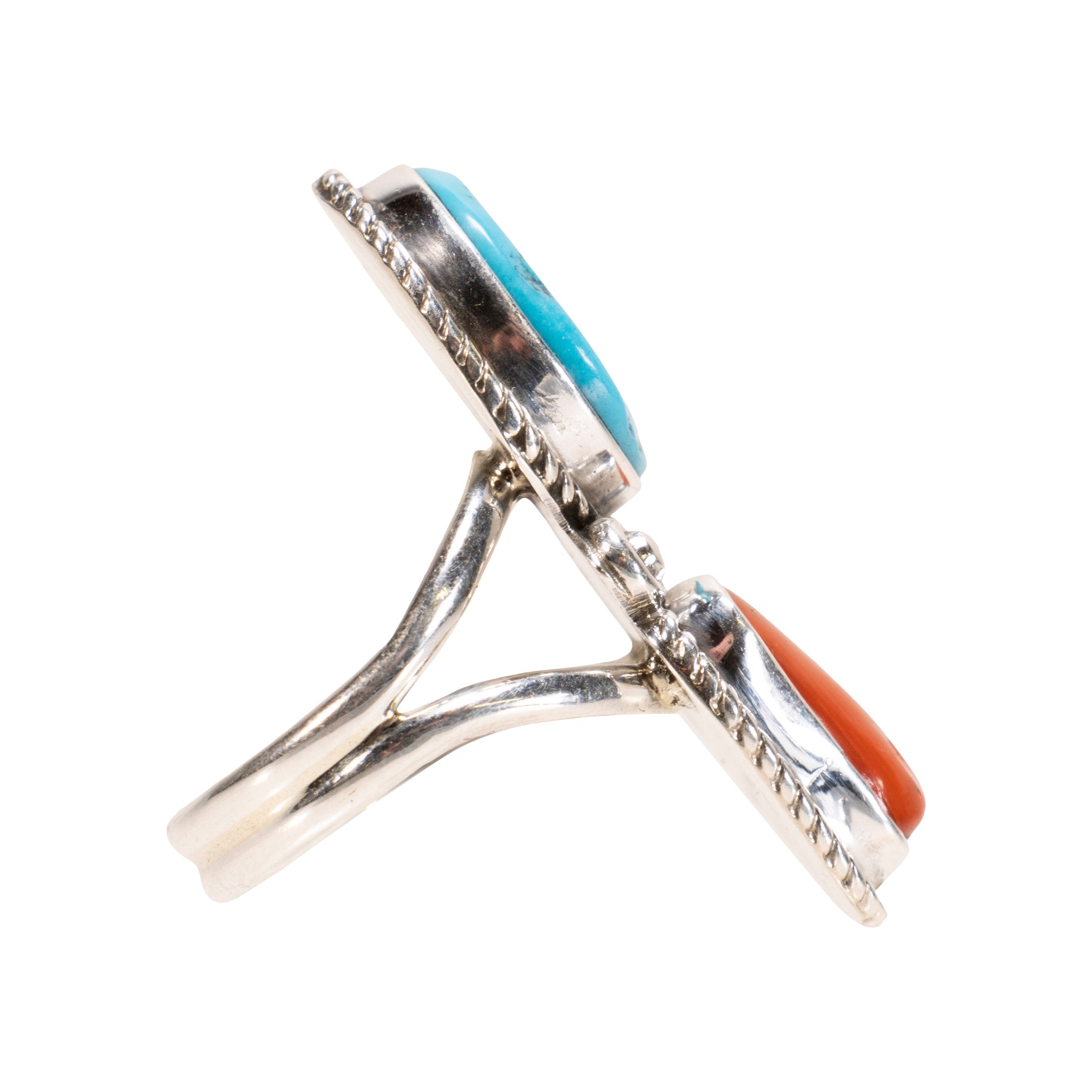 Navajo Coral and Turquoise Ring